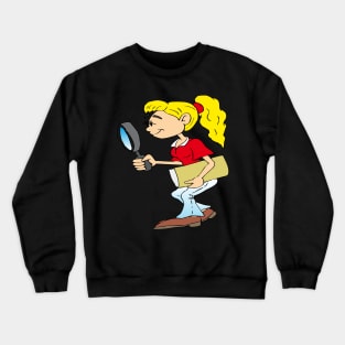 schoolgirl with magnifying glass Crewneck Sweatshirt